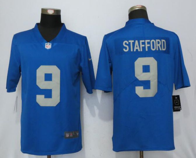 Men Detroit Lions 9 Stafford Blue Throwback Retired Player Vapor Untouchable Nike Limited NFL Jersey